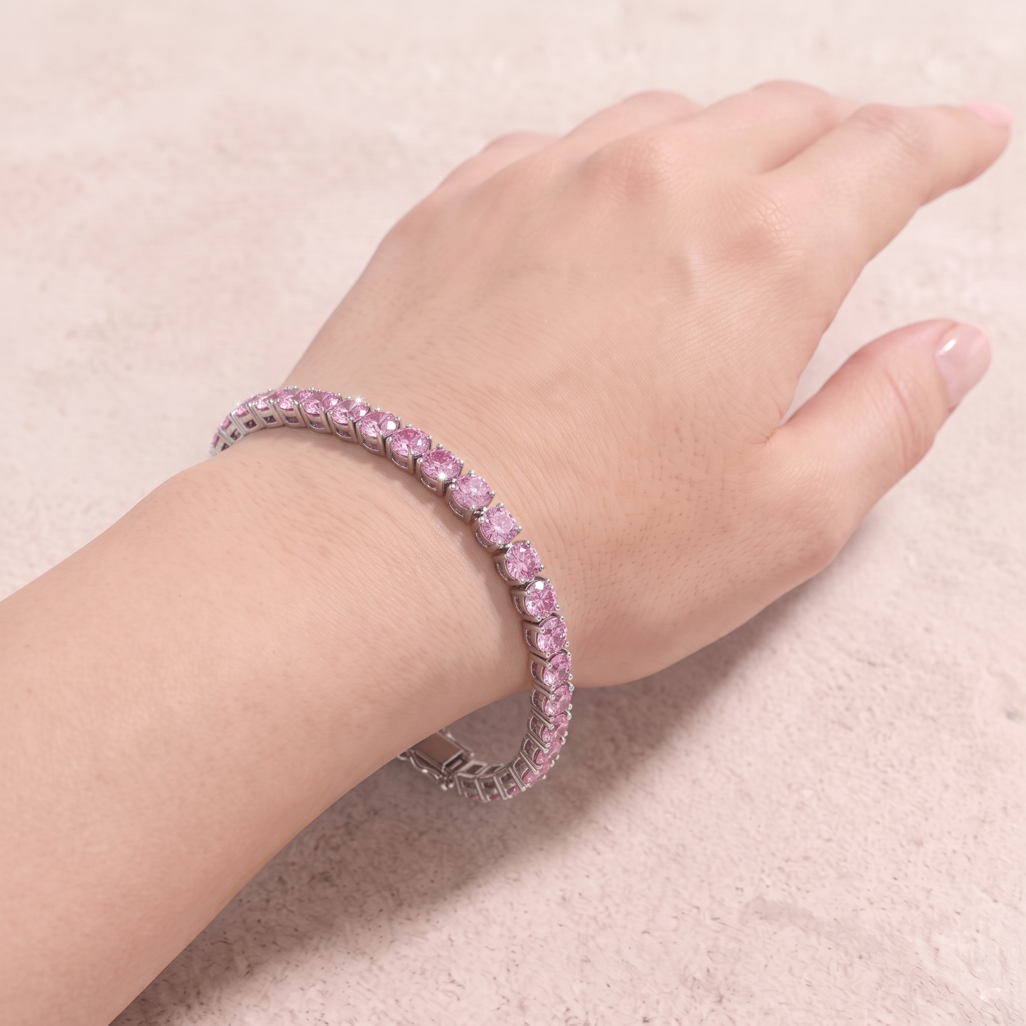 18k White Gold Pink Sapphire Cupia Bracelet